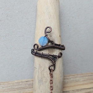 Vörösréz kézékszer, gyűrű karkötő swarovski kristályokkal - ékszer - karkötő - kézfej karkötő - Meska.hu