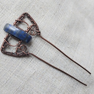 Lápis lazuli ásványköves vörösréz hajtű - ruha & divat - hajdísz & hajcsat - hajcsat & hajtű - Meska.hu