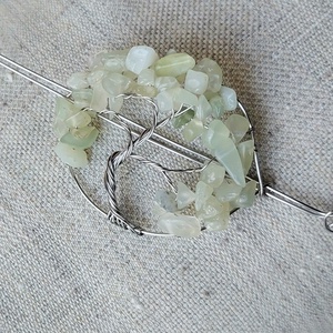 Acél életfa hajtű jáde ásvány kövekkel - ruha & divat - hajdísz & hajcsat - hajcsat & hajtű - Meska.hu