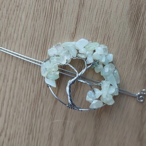 Acél életfa hajtű jáde ásvány kövekkel - ruha & divat - hajdísz & hajcsat - hajcsat & hajtű - Meska.hu