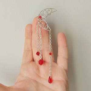 Ezüstözött hold hajcsat, hajdísz swarovski kristályokkal - ruha & divat - hajdísz & hajcsat - hajcsat & hajtű - Meska.hu