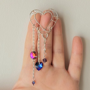 Ezüstözött hajcsat lila swarovski kristályokkal - ruha & divat - hajdísz & hajcsat - hajcsat & hajtű - Meska.hu