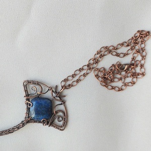 Rája réz nyaklánc lápis lazuli ásvány kővel - ékszer - nyaklánc - medálos nyaklánc - Meska.hu