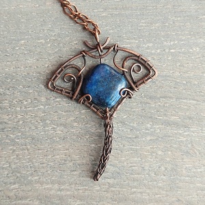 Rája réz nyaklánc lápis lazuli ásvány kővel, Ékszer, Nyaklánc, Medálos nyaklánc, Ékszerkészítés, MESKA
