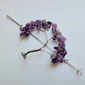 Acél életfa hajtű ametiszt ásvány kövekkel - ruha & divat - hajdísz & hajcsat - hajcsat & hajtű - Meska.hu