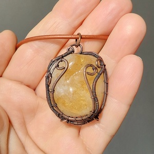 Citrin ásvány vörösréz nyaklánc - ékszer - nyaklánc - medálos nyaklánc - Meska.hu