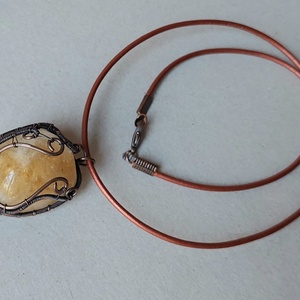 Citrin ásvány vörösréz nyaklánc - ékszer - nyaklánc - medálos nyaklánc - Meska.hu