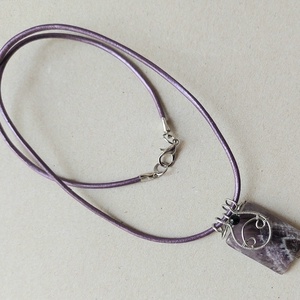 Ametiszt ásvány acél nyaklánc ónix golyóval - ékszer - nyaklánc - medálos nyaklánc - Meska.hu