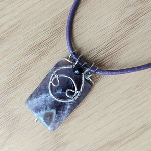 Ametiszt ásvány acél nyaklánc ónix golyóval - Meska.hu