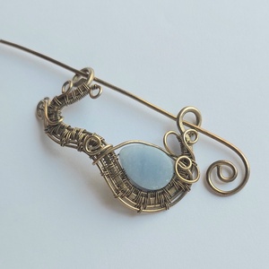 Antikolt alpakka hajtű angelit (angyalkő) ásvánnyal - ruha & divat - hajdísz & hajcsat - hajcsat & hajtű - Meska.hu