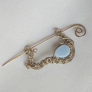 Antikolt alpakka hajtű angelit (angyalkő) ásvánnyal - ruha & divat - hajdísz & hajcsat - hajcsat & hajtű - Meska.hu