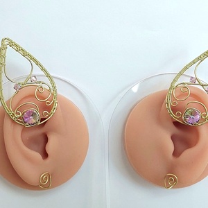 Arany tünde fülékszer swarovski kristályokkal - ékszer - fülbevaló - fülékszer - Meska.hu