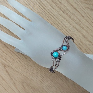 Vörösréz karkötő kék jáde és achát ásvánnyal - Meska.hu