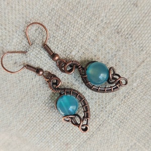 Vörösréz szett kék achát ásvánnyal - ékszer - ékszerszett - Meska.hu