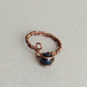 Állítható vörösréz gyűrű ásvány golyóval, Ékszer, Gyűrű, Statement gyűrű, Ékszerkészítés, MESKA