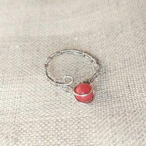 Állítható vörösréz gyűrű ásvány golyóval - ékszer - gyűrű - statement gyűrű - Meska.hu