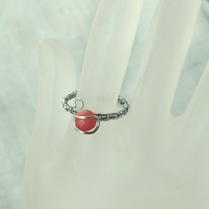 Állítható vörösréz gyűrű ásvány golyóval - ékszer - gyűrű - statement gyűrű - Meska.hu