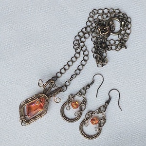 Antikolt alpakka drót ékszerszett swarovski kristályokkal - Meska.hu