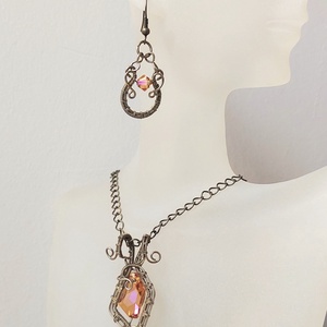 Antikolt alpakka drót ékszerszett swarovski kristályokkal - ékszer - ékszerszett - Meska.hu