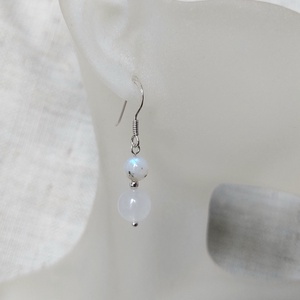 Sterling ezüst fülbevaló holdkő és hókvarc ásványokkal, Esküvő, Ékszer, Fülbevaló, Ékszerkészítés, MESKA