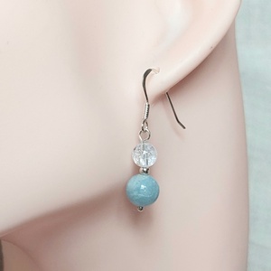 Sterling ezüst fülbevaló akvamarin és hegyikristály ásványokkal, Ékszer, Fülbevaló, Lógó fülbevaló, Ékszerkészítés, MESKA