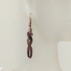 Vörösréz drót fülbevaló - ékszer - fülbevaló - lógó fülbevaló - Meska.hu