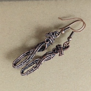 Vörösréz drót fülbevaló - ékszer - fülbevaló - lógó fülbevaló - Meska.hu