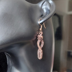 Vörösréz drót fülbevaló - Meska.hu