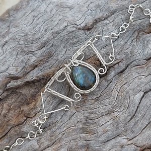 Sterling ezüst karkötő labradorit ásvány kővel - Meska.hu