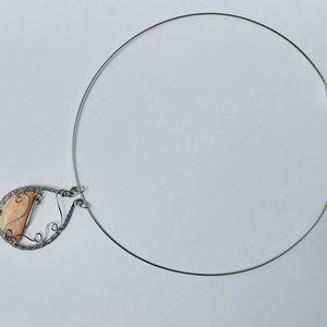 Rózsaopál ásvány acél nyaklánc - ékszer - nyaklánc - medálos nyaklánc - Meska.hu