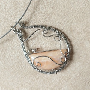 Rózsaopál ásvány acél nyaklánc - ékszer - nyaklánc - medálos nyaklánc - Meska.hu