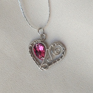 Acél szív nyaklánc swarovski kristállyal - ékszer - nyaklánc - medálos nyaklánc - Meska.hu
