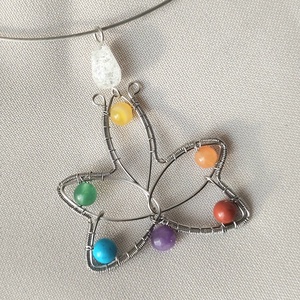 7 csakra ásvány nyaklánc acélból - ékszer - nyaklánc - medálos nyaklánc - Meska.hu