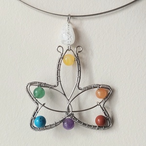 7 csakra ásvány nyaklánc acélból - ékszer - nyaklánc - medálos nyaklánc - Meska.hu