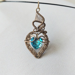 Antikolt alpakka nyaklánc swarovski szív kristállyal - Meska.hu