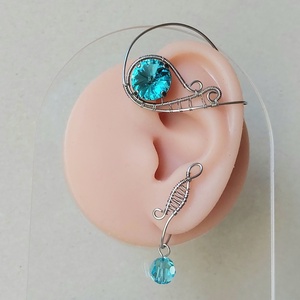 3 részes acél fülékszer szett swarovski kristályokkal - ékszer - fülbevaló - fülékszer - Meska.hu