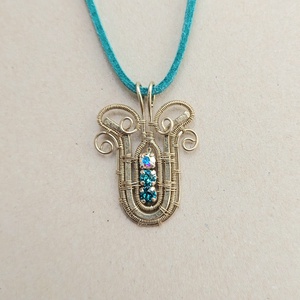 Alpakka nyaklánc 3 féle színű swarovski kristállyal - ékszer - nyaklánc - medálos nyaklánc - Meska.hu