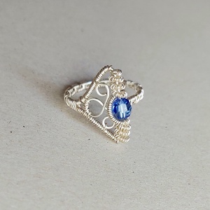 Ezüstözött állítható gyűrű swarovski kristállyal - ékszer - gyűrű - statement gyűrű - Meska.hu