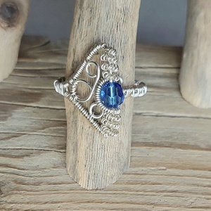 Ezüstözött állítható gyűrű swarovski kristállyal - Meska.hu