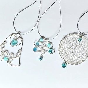 5 darabos türkizkék dekoráció karácsonfadísz szett (swarovski és gyöngy) - karácsony - karácsonyi lakásdekoráció - karácsonyfadíszek - Meska.hu