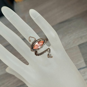 Állítható vörösréz gyűrű swarovski kristállyal - ékszer - gyűrű - statement gyűrű - Meska.hu