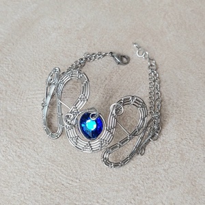 Nemesacél karkötő swarovski kristállyal - ékszer - karkötő - széles karkötő - Meska.hu