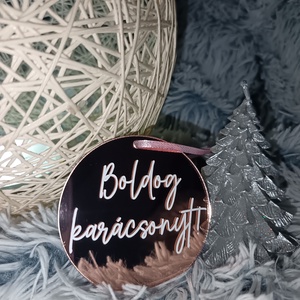 Tükrös rose gold plexi karácsonyfadísz - Meska.hu