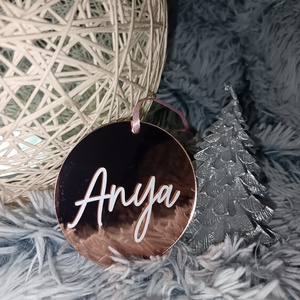 Tükrös rose gold plexi karácsonyfadísz - karácsony - karácsonyi lakásdekoráció - karácsonyfadíszek - Meska.hu