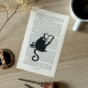Egyedi Linómetszet - Majmos könyvlap - művészet - grafika & illusztráció - művészi nyomat - Meska.hu