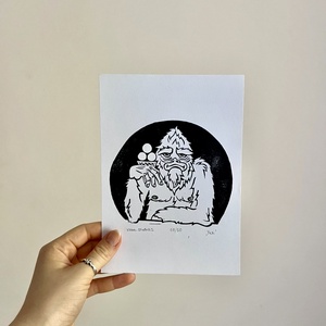 Egyedi Linómetszet - Yeti, Művészet, Grafika & Illusztráció, Művészi nyomat, Fotó, grafika, rajz, illusztráció, MESKA