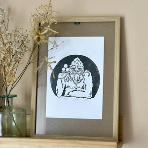 Egyedi Linómetszet - Yeti - művészet - grafika & illusztráció - művészi nyomat - Meska.hu