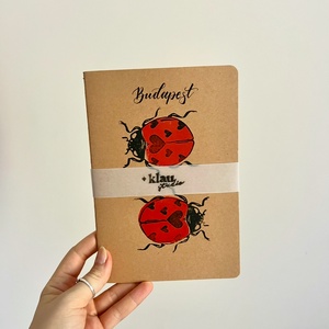 Egyedi Linómetszet - Lovebug katica füzet - művészet - grafika & illusztráció - művészi nyomat - Meska.hu
