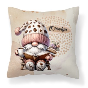 Névvel kérhető - Könyvmoly kávés manó mintás párna, Otthon & Életmód, Lakástextil, Párna & Párnahuzat, Díszpárna (belsővel együtt), , MESKA