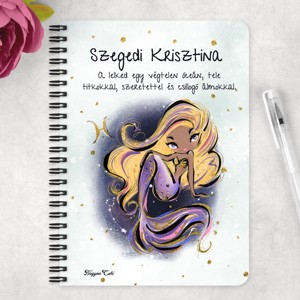 Személyre szabható - Szőke hajú Csini Halak lány mintás A5-ös füzet -  - Meska.hu